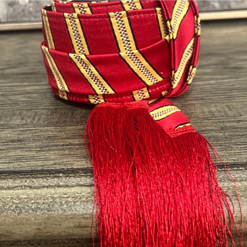 Vibrant Red and Gold Women's Scarf